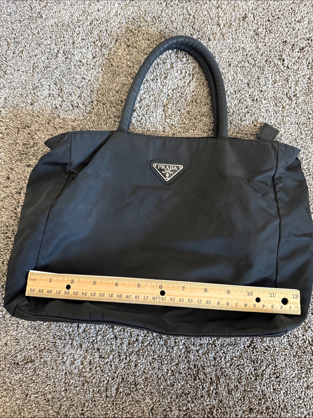 Prada Black Nylon Tote with Triangle Logo - Picture 9 of 13
